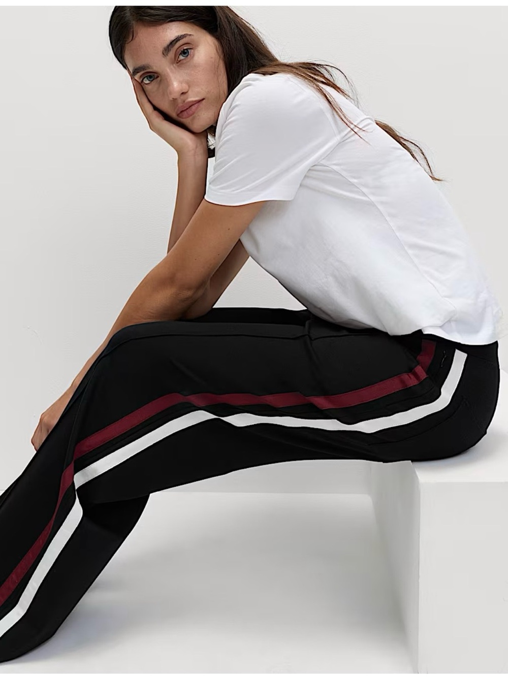 Marks & Spencer Jersey Side Stripe Wide Leg Trousers
